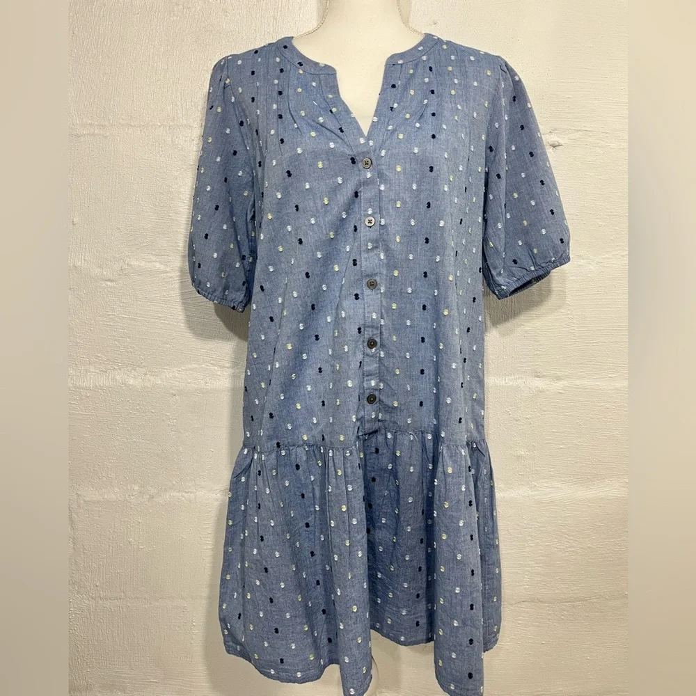LOFT CLIP CHAMBRAY TIERED SWING DRESS NEW WITH TAG (a310) - Picture 8 of 14